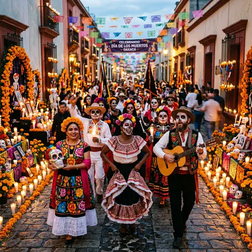 Vibrant Day of the Dead Celebration Parade