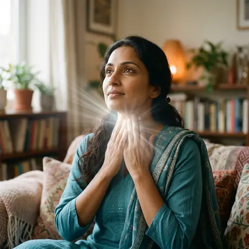 Tranquil South Asian Woman with Mystical Healing Energy