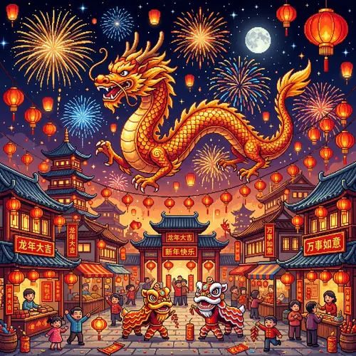 Year of the Dragon Celebration | Pixel Art Illustration