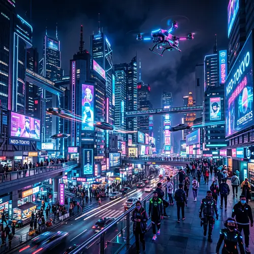 Futuristic Cyberpunk Cityscape | Neon Lights & Vibrant Energy