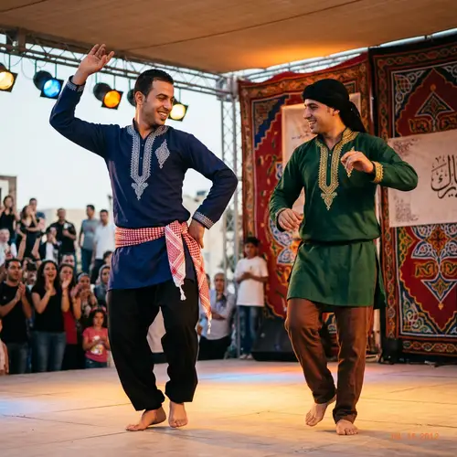 Two Men Dancing Oriental Dance