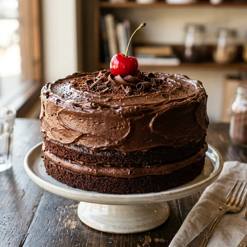Decadent Chocolate Cake with Cherry Topping Decadent Chocolate Cake with Cherry Topping