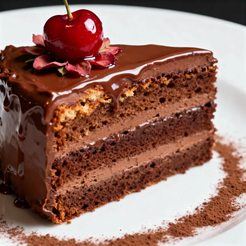 Decadent Chocolate Cake with Cherry Topping
