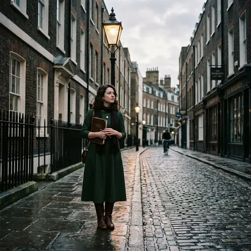 Early Morning Scene in London with Female Screenwriter