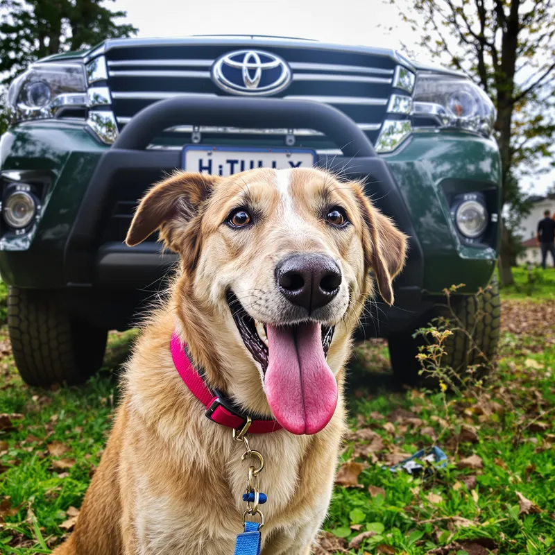 Dog In Front of Hilux - A Perfect Moment Dog In Front of Hilux - A Perfect Moment