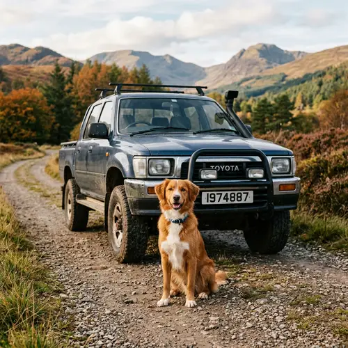 Dog In Front of Hilux - A Perfect Moment
