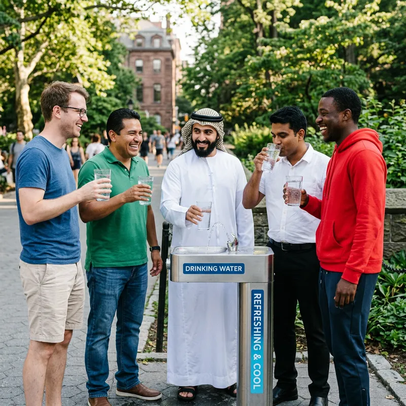 Diverse Men Enjoying Hydration - Stay Refreshed Together