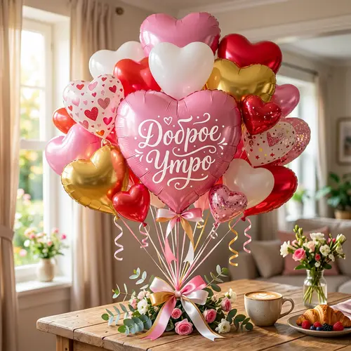 Heart-Shaped Balloon Bouquet - Good Morning Surprise