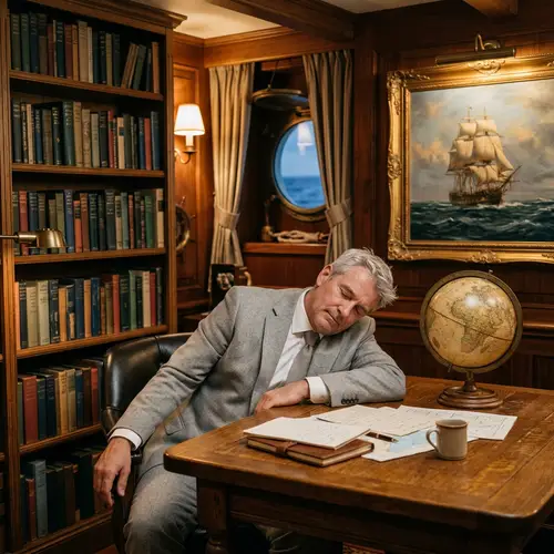 Relaxed Man in a Cruise Ship Cabin