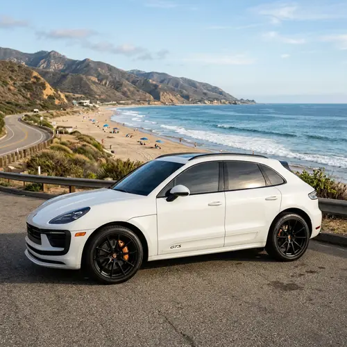 White Porsche Macan with Tinted Windows in Malibu