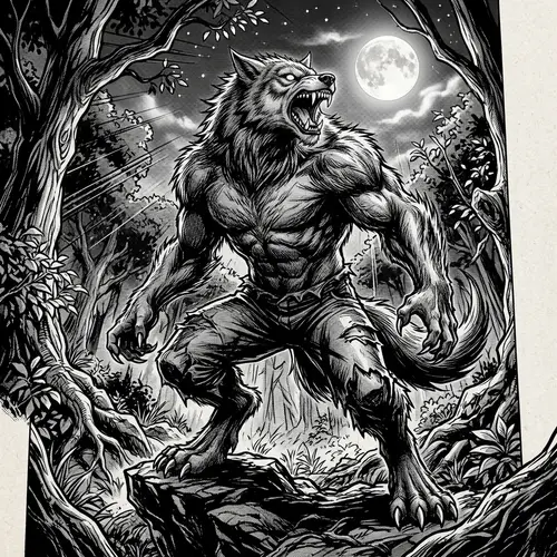 Powerful Manga-Style Werewolf Illustration