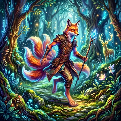 Mythical Fox-Man in a Mystical Forest