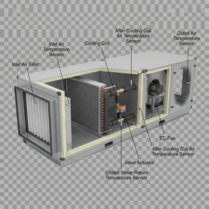 Realistic 3D AHU Image with Detailed Components
