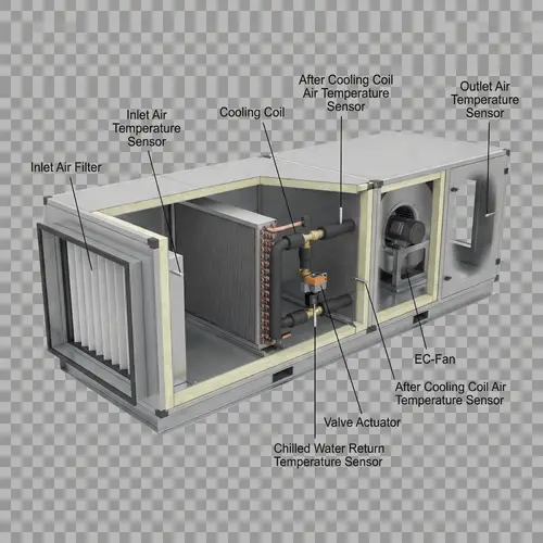 Realistic 3D AHU Image with Detailed Components