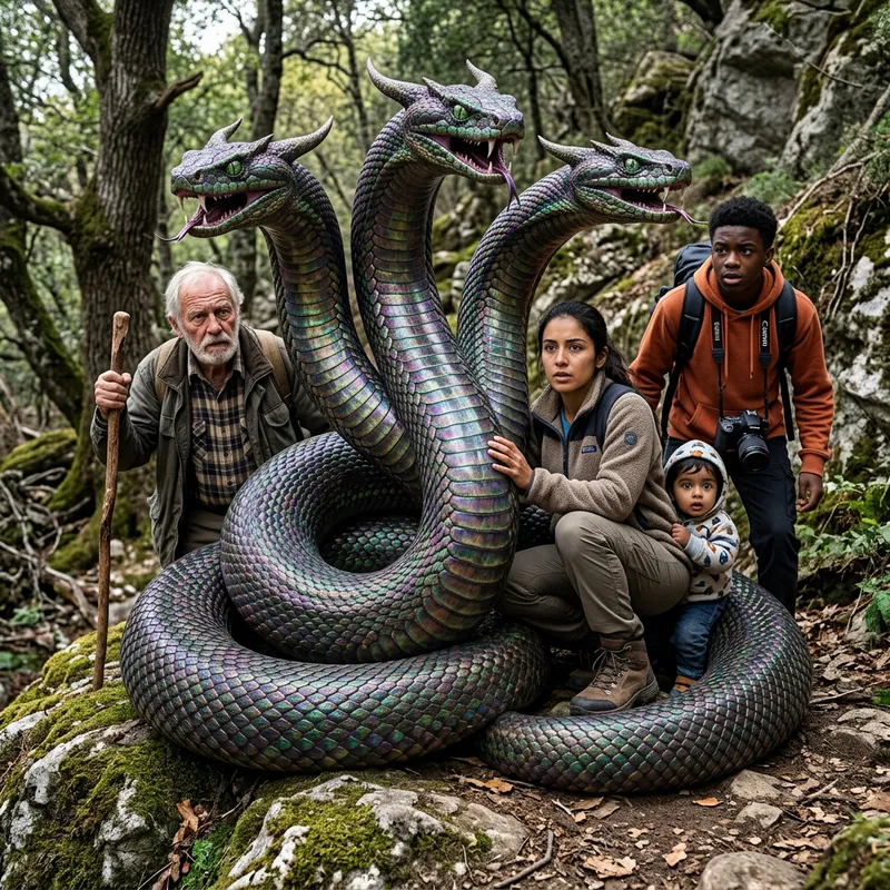 Powerful Guardian Snake Watching Over Group