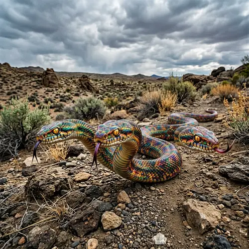 Three-Headed Snake: Multicolored Creature Mesmerizes in the Desert