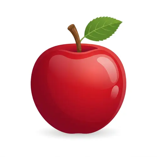 Ripe Red Apple Vector Image - Glossy and Symmetrical