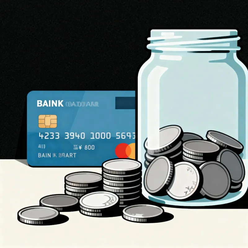 Simple Flat Shape Bank Card and Coins