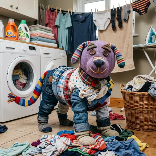 Unique Laundry Dog Sculpture | Playful Laundry Room Decor