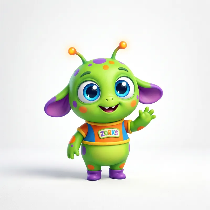 Colorful Alien Zorks: Pixar Style on Canvas