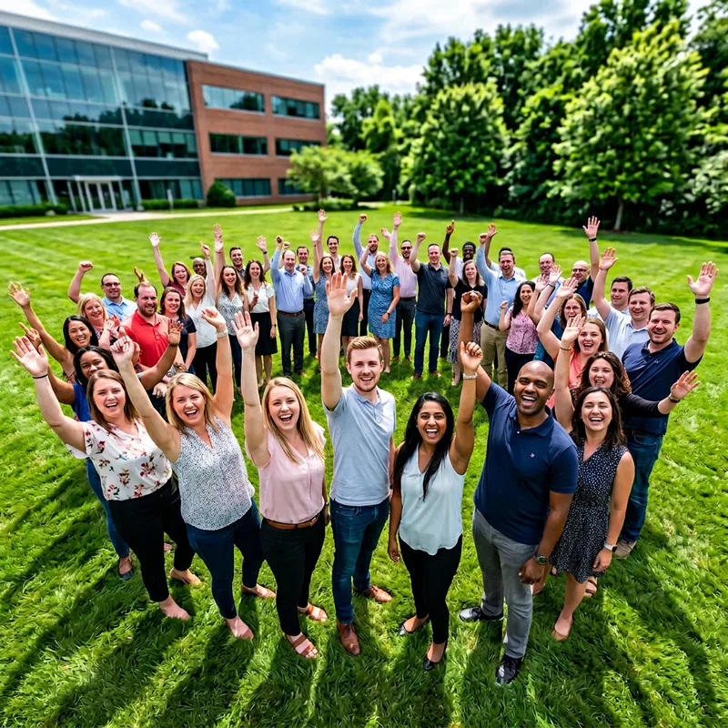 Celebrating Success: Office Employees Unite Outdoors