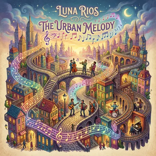 Urban Whimsical Labyrinth Scene for Music Artist's Album Cover