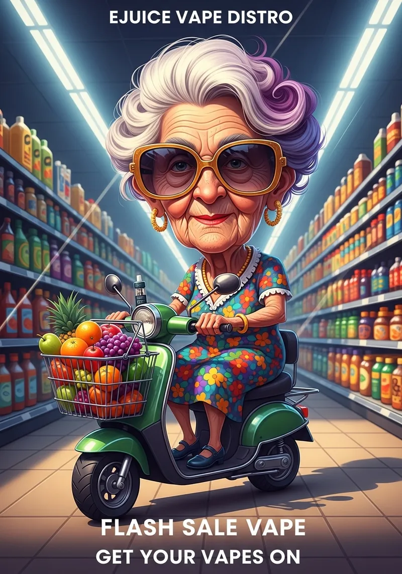 Elderly Woman on Scooter: Fun Caricature Art