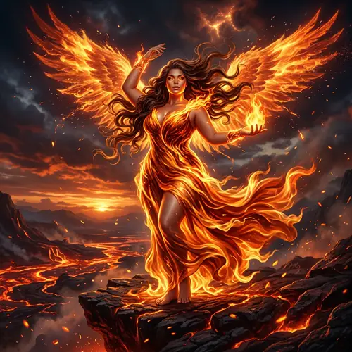 Majestic Fire Angel: Dominance & Grace