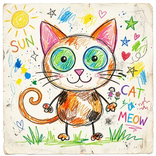 Charming and Innocent Cat Illustration