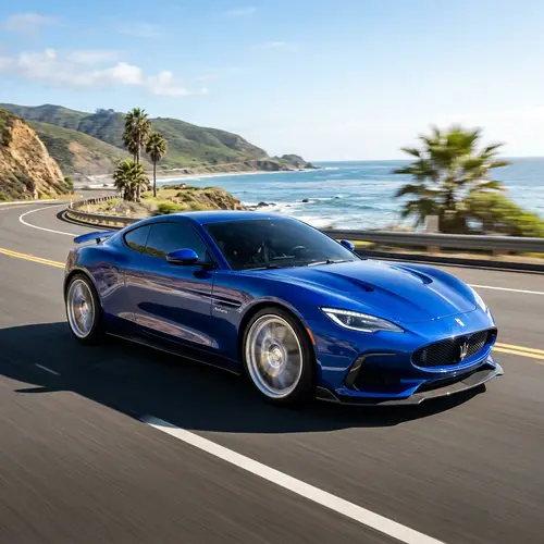 Sleek, Modern Royal Blue Car | High-Speed Aerodynamic Design