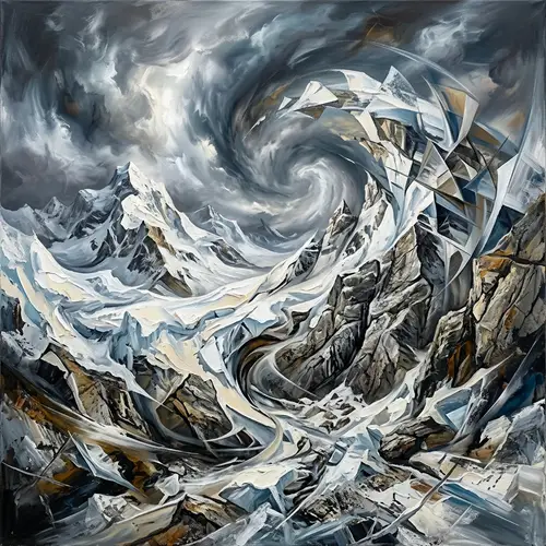 Abstract Mountains: Snowy Heights & Textured Slopes