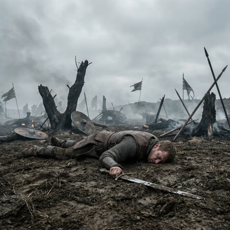 Sacrificed Warrior on the Battlefield: A Dramatic Conflict Scene