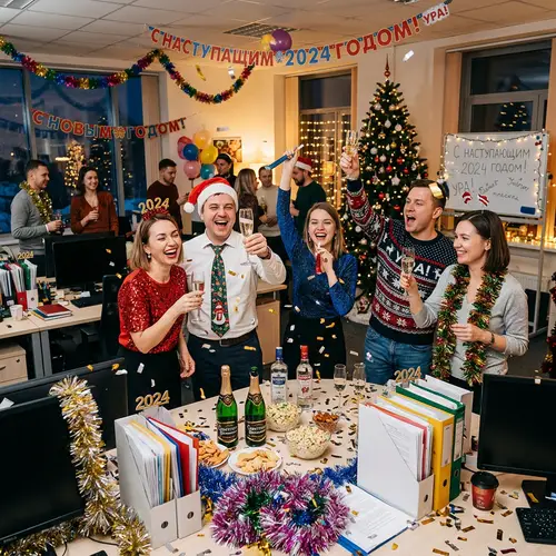 Celebrate New Year with Russian Office Clerks