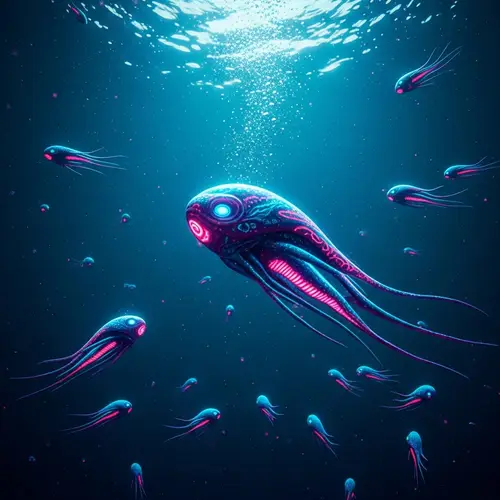 Bioluminescent Aliens in Neon Ocean Wonders