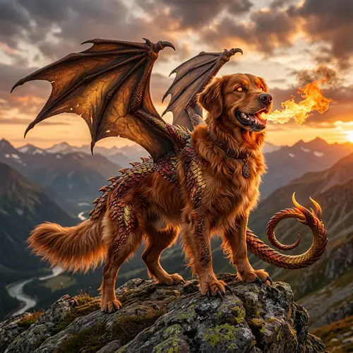 Dog Dragon Creature: Majestic Crossbreed of Loyalty and Fire