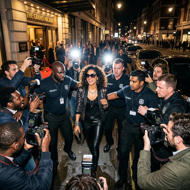 Hispanic Celebrities Surrounded by Paparazzi at Event Hispanic Celebrities Surrounded by Paparazzi at Event