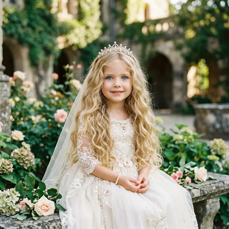 Ethereal Princess: Beautiful 4-Year-Old with Long Blonde Hair