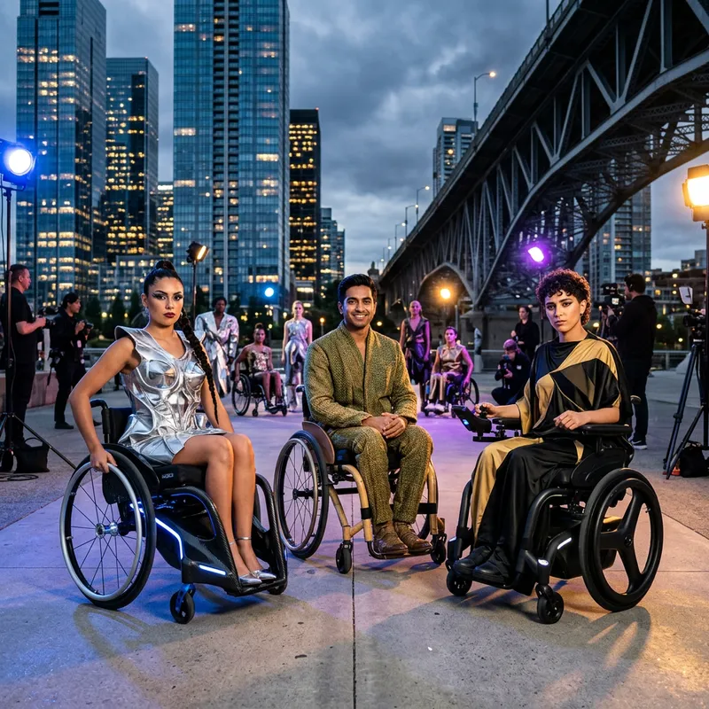 Cutting-edge Fashion Photoshoot with International Models in Future Modern Wheelchairs