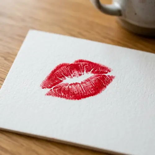 Vibrant Red Lipstick Kiss Mark on White Paper