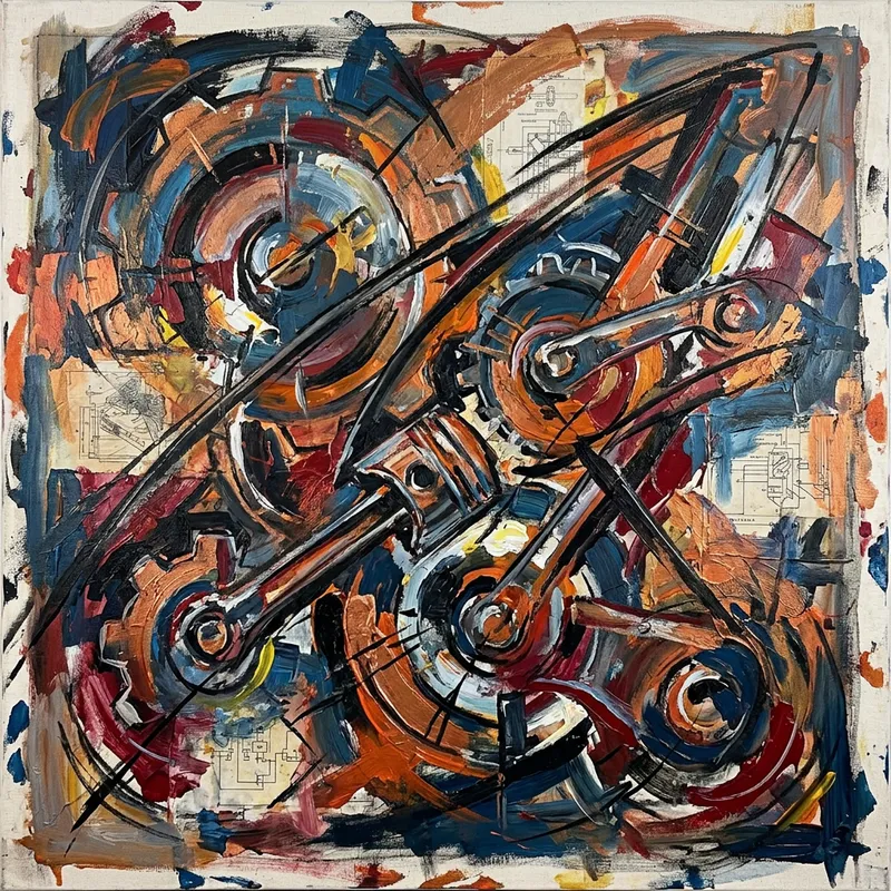 Mechanical Engineering Inspired Abstract Expressionism