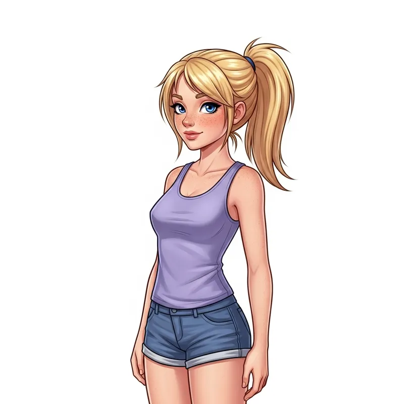 15-Year-Old Blonde Girl with Freckles and Casual Style