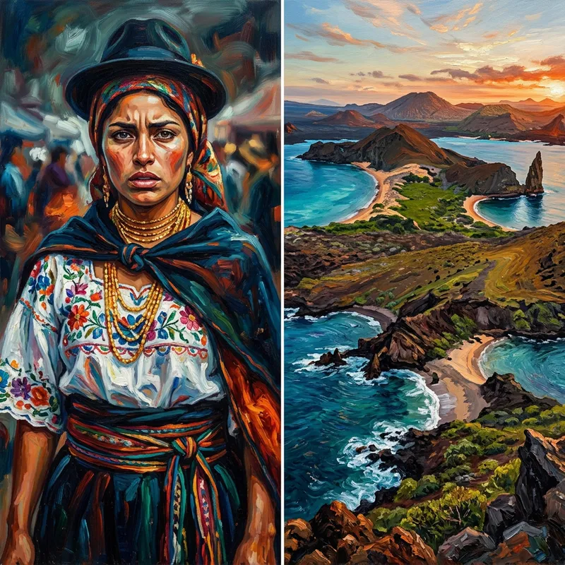 Ecuadorian Traditional Dress & Galapagos Landscape Art