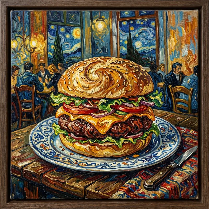 Van Gogh Style Burger Art