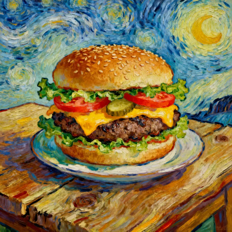 Van Gogh Style Burger Art