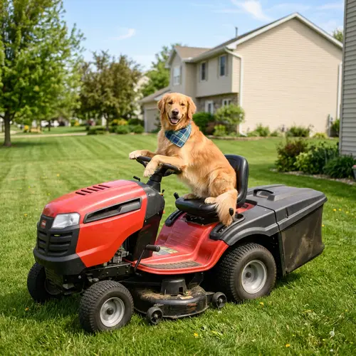 Dog on a Lawn Mower - Fun Animal Moments