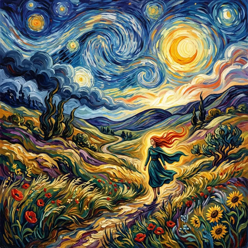 Empowering Resilience: Abstract Landscape Art Featuring Strong Women