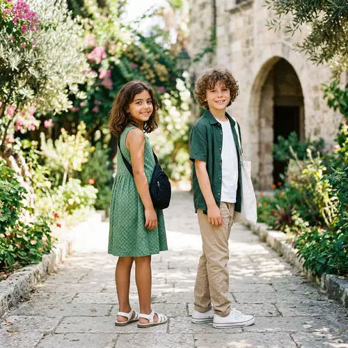 Middle-Eastern Girl and Caucasian Boy Unique Fashion Pose