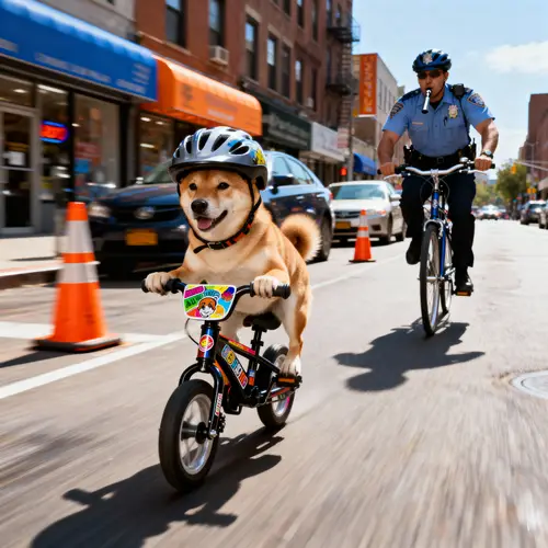 Dog on Mini Bike Chased by Police in City