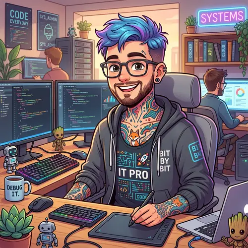 Cute IT Professional in Cartoon Style