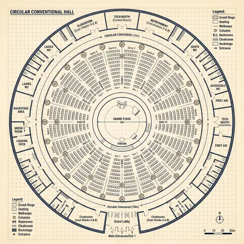 Circular Floor Plan for Conventional Hall Design